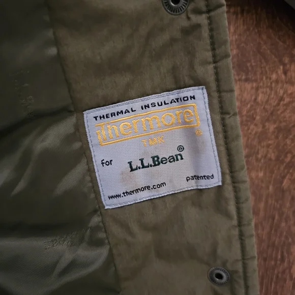 Lands' End Olive Green Quilted Jacket with Black Cordorouy Collar - Picture 3 of 10